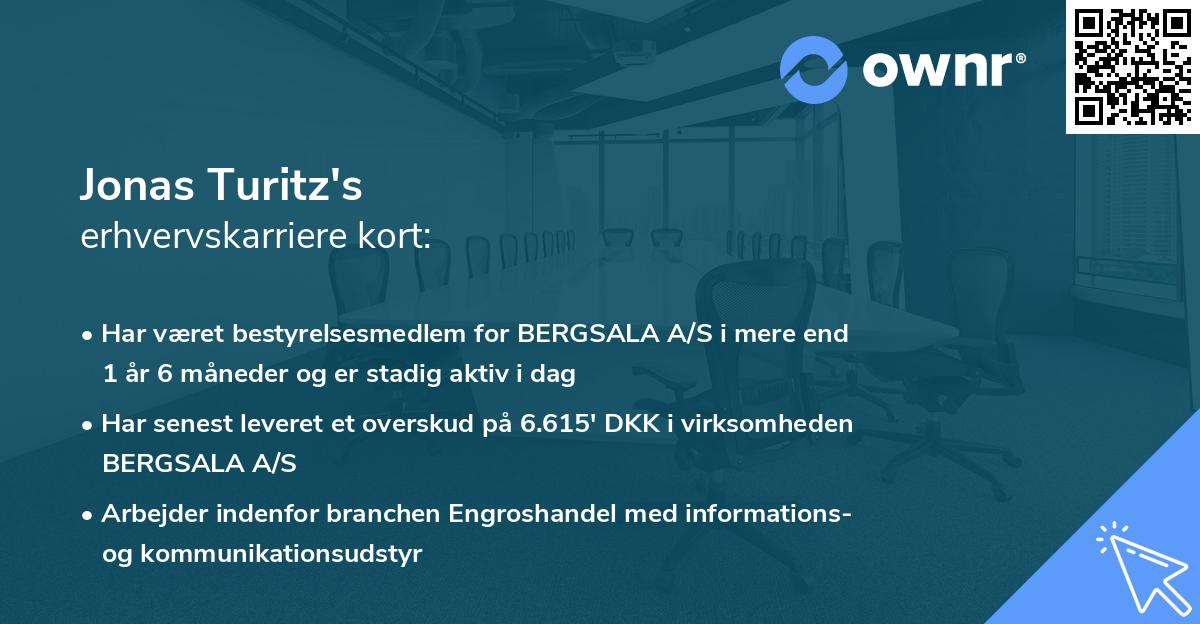 Jonas Turitz's erhvervskarriere kort