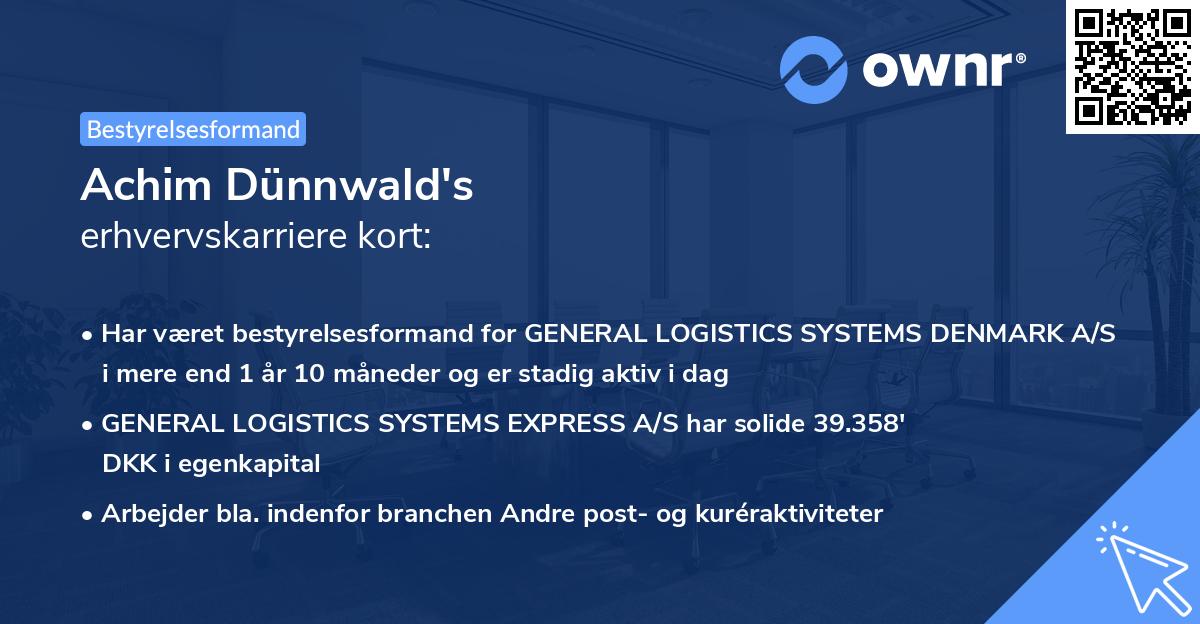 Achim Dünnwald's erhvervskarriere kort