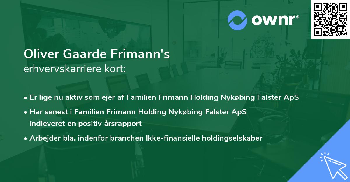 Oliver Gaarde Frimann's erhvervskarriere kort