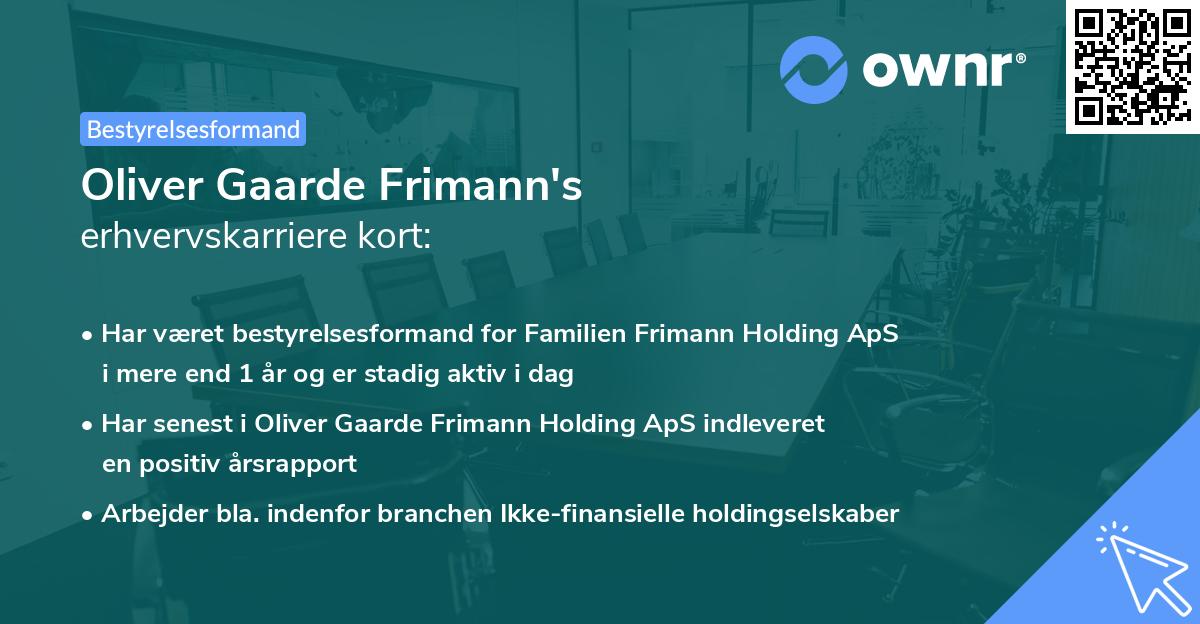 Oliver Gaarde Frimann's erhvervskarriere kort