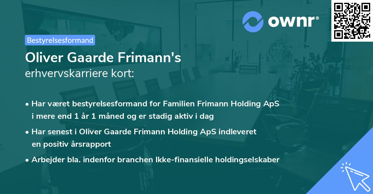 Oliver Gaarde Frimann's erhvervskarriere kort