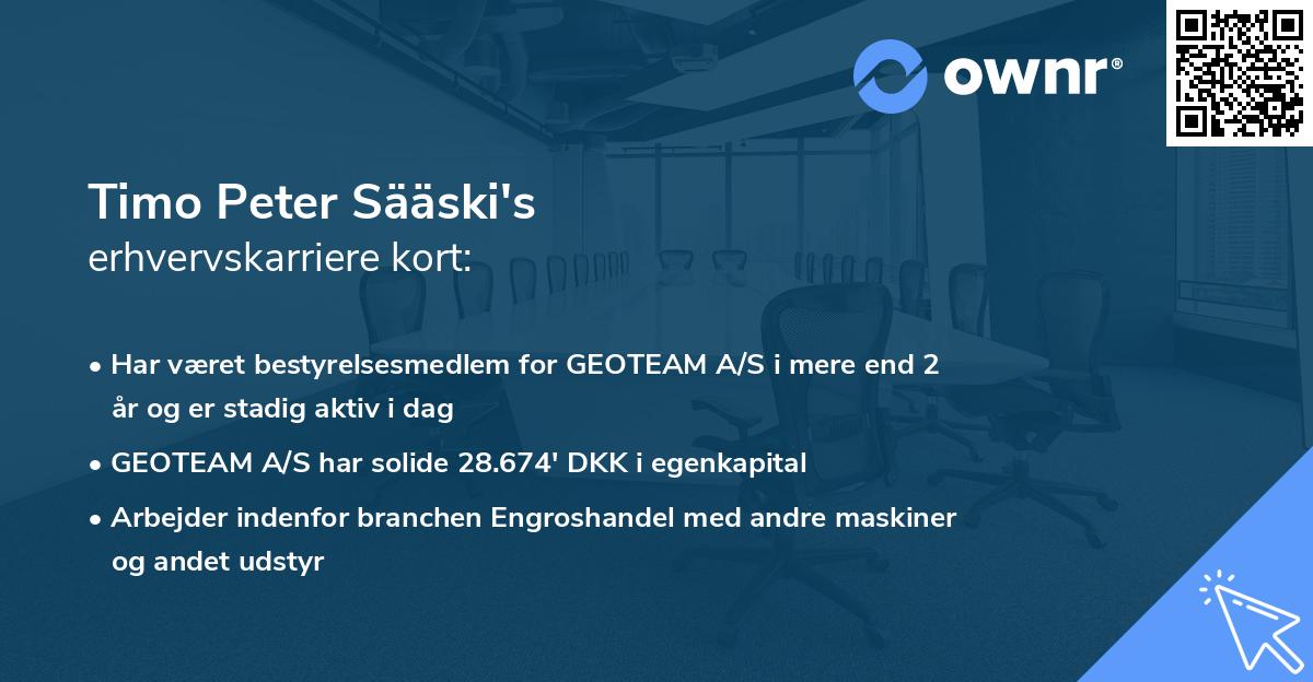 Timo Peter Sääski's erhvervskarriere kort