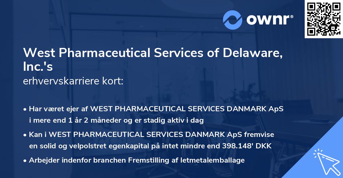 West Pharmaceutical Services of Delaware, Inc.'s erhvervskarriere kort