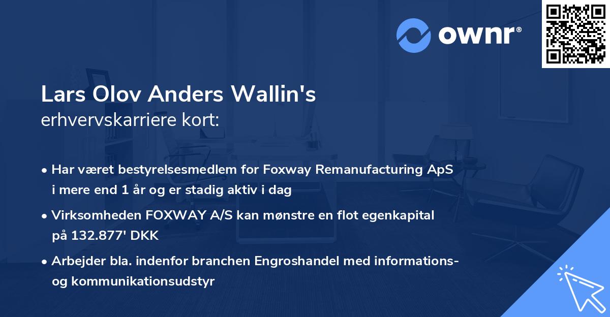 Lars Olov Anders Wallin's erhvervskarriere kort