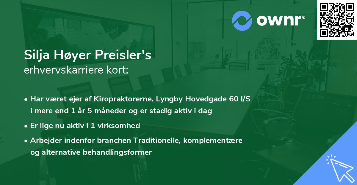 Silja Høyer Preisler's erhvervskarriere kort
