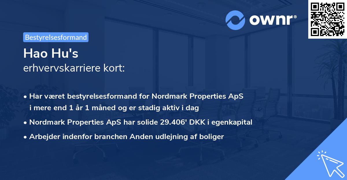 Hao Hu's erhvervskarriere kort