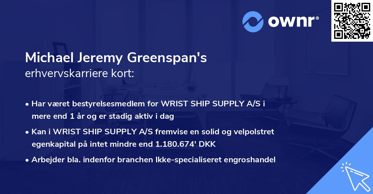 Michael Jeremy Greenspan's erhvervskarriere kort