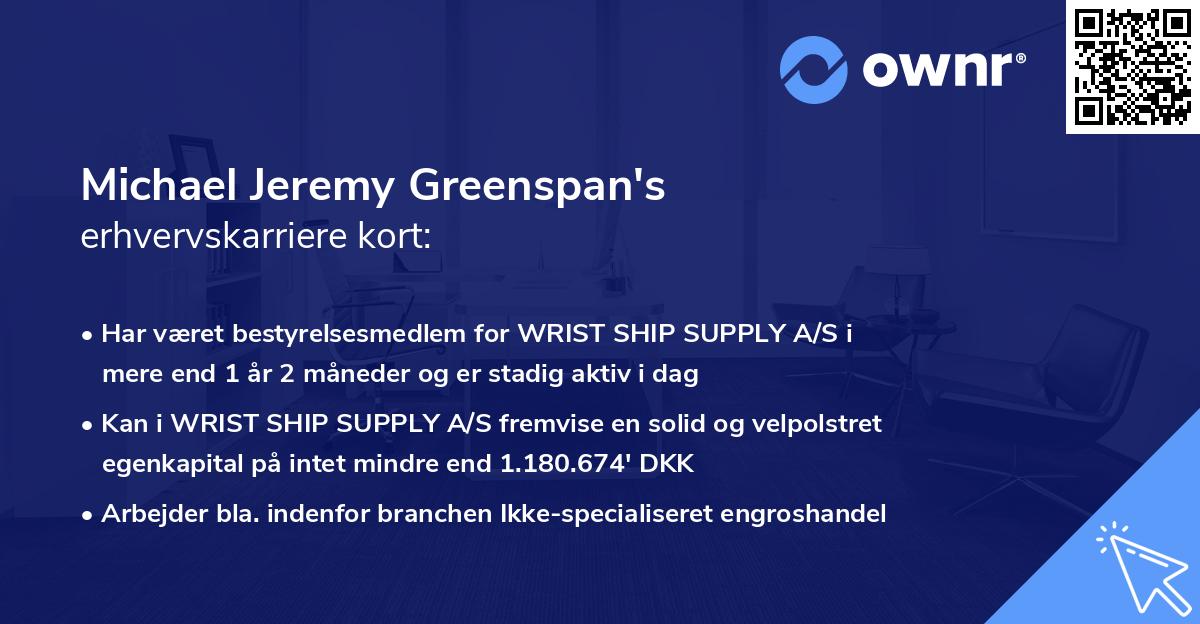 Michael Jeremy Greenspan's erhvervskarriere kort