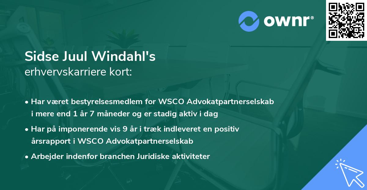 Sidse Juul Windahl's erhvervskarriere kort