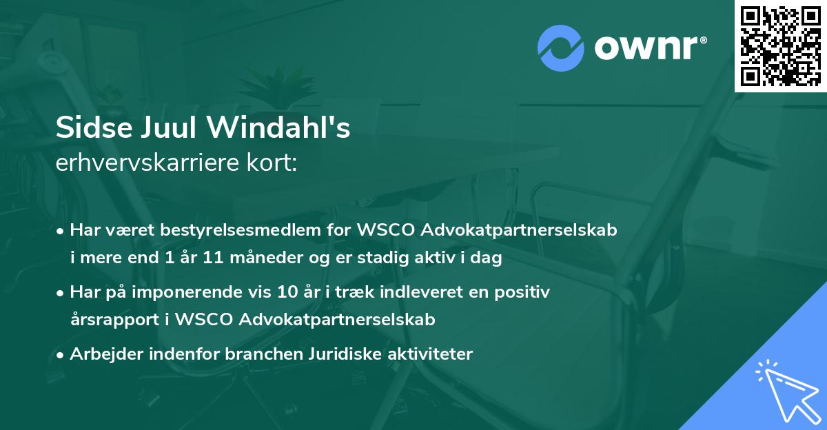 Sidse Juul Windahl's erhvervskarriere kort