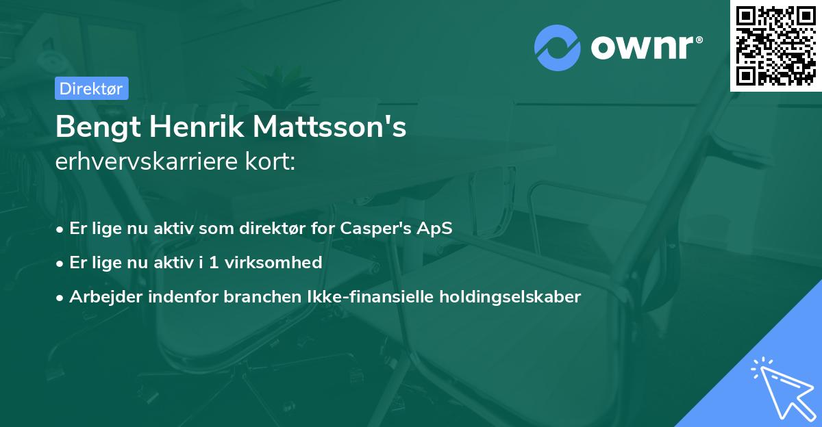 Bengt Henrik Mattsson's erhvervskarriere kort
