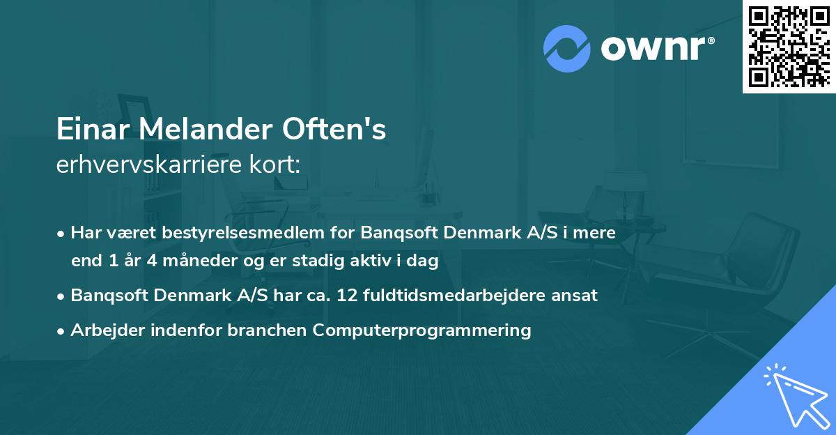 Einar Melander Often's erhvervskarriere kort