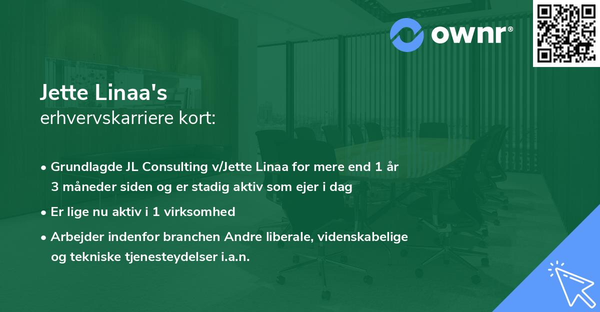 Jette Linaa's erhvervskarriere kort