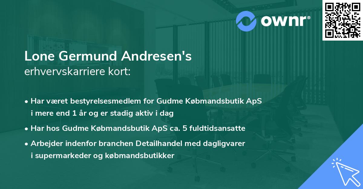 Lone Germund Andresen's erhvervskarriere kort