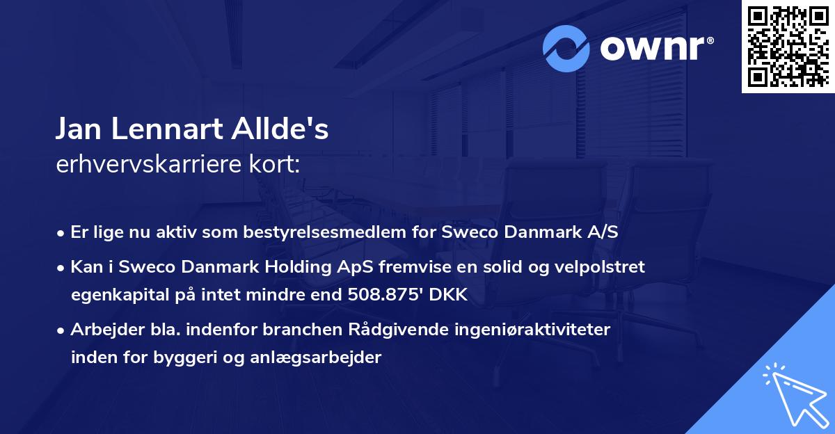 Jan Lennart Allde's erhvervskarriere kort
