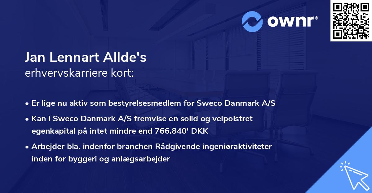 Jan Lennart Allde's erhvervskarriere kort