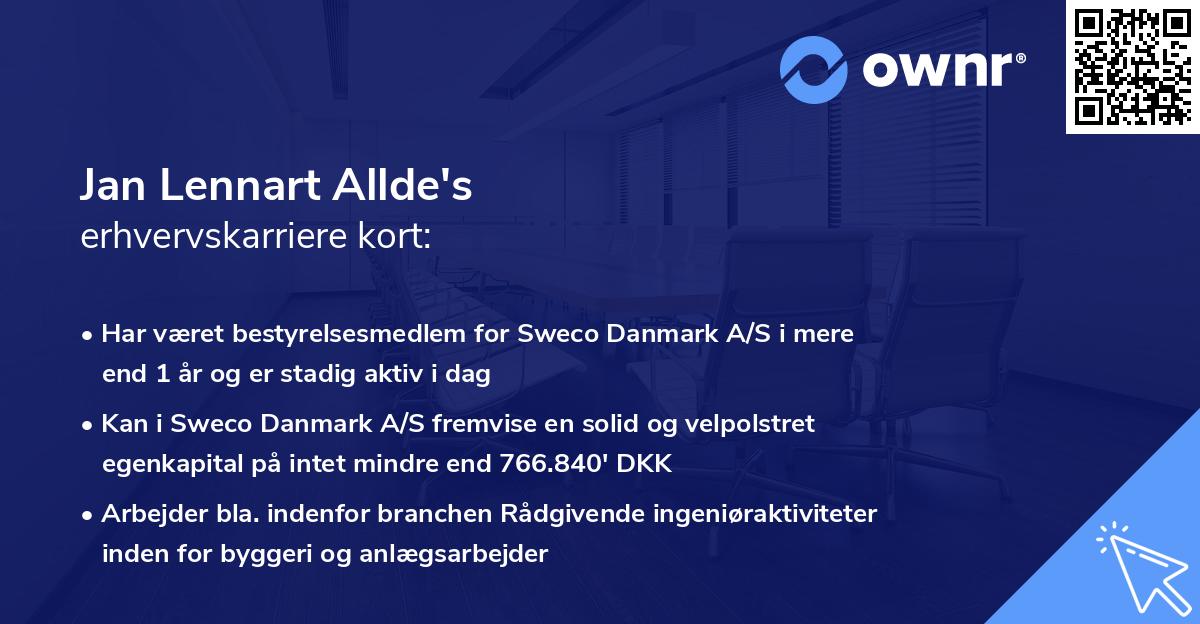 Jan Lennart Allde's erhvervskarriere kort