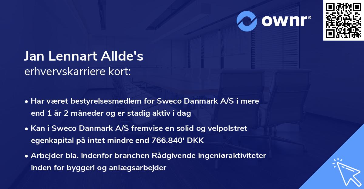 Jan Lennart Allde's erhvervskarriere kort