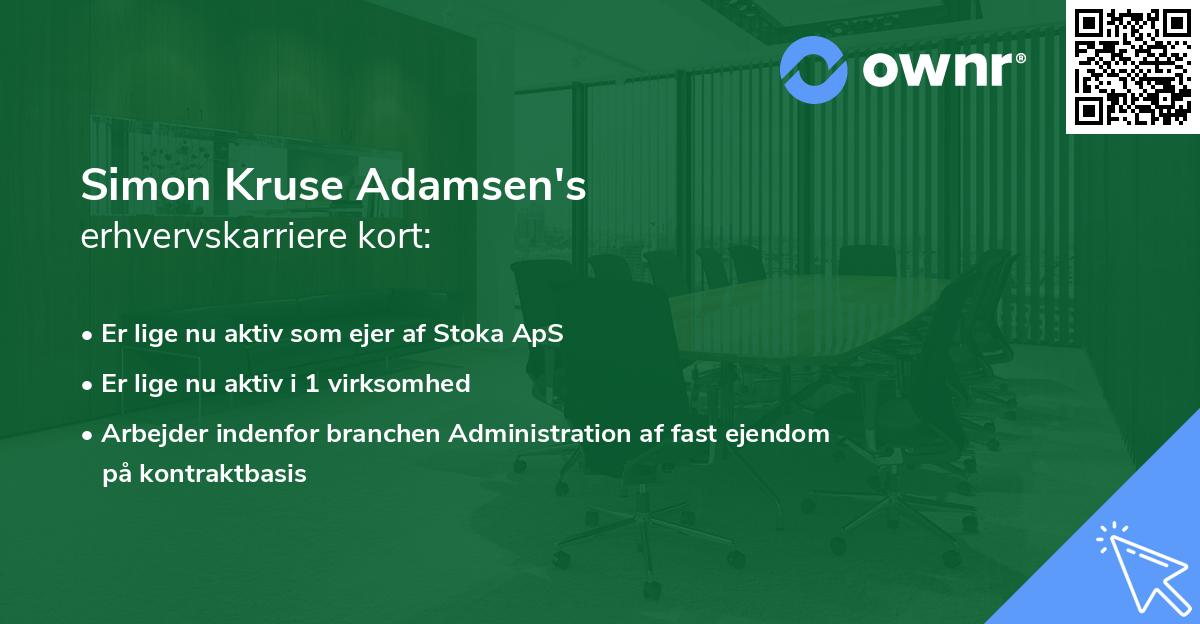 Simon Kruse Adamsen's erhvervskarriere kort