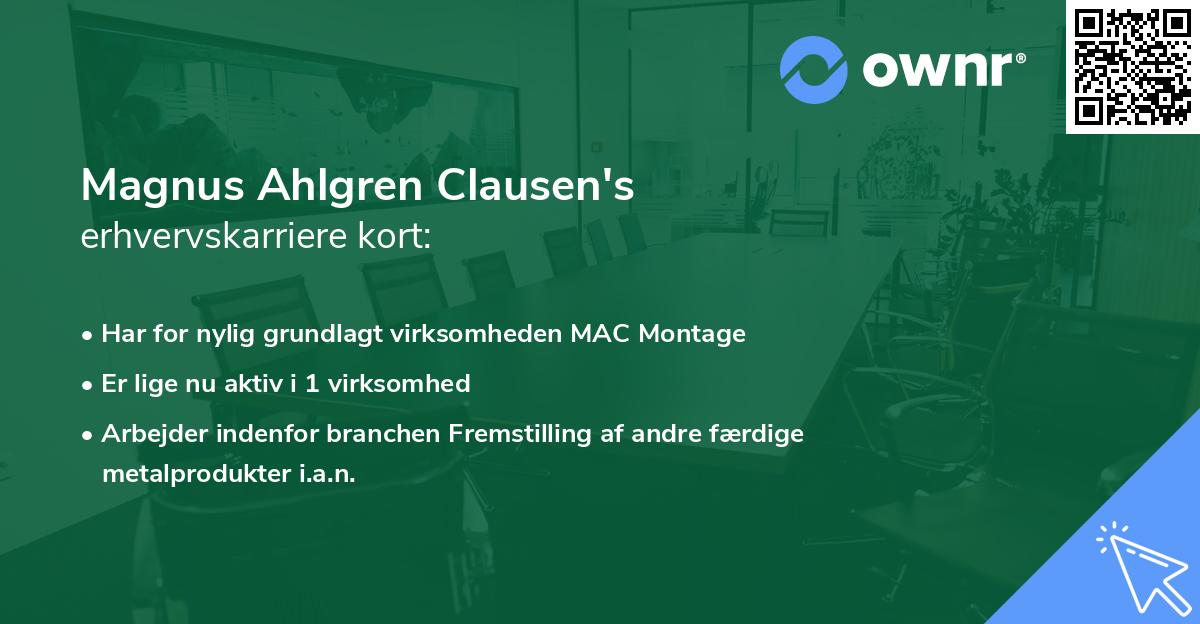Magnus Ahlgren Clausen's erhvervskarriere kort