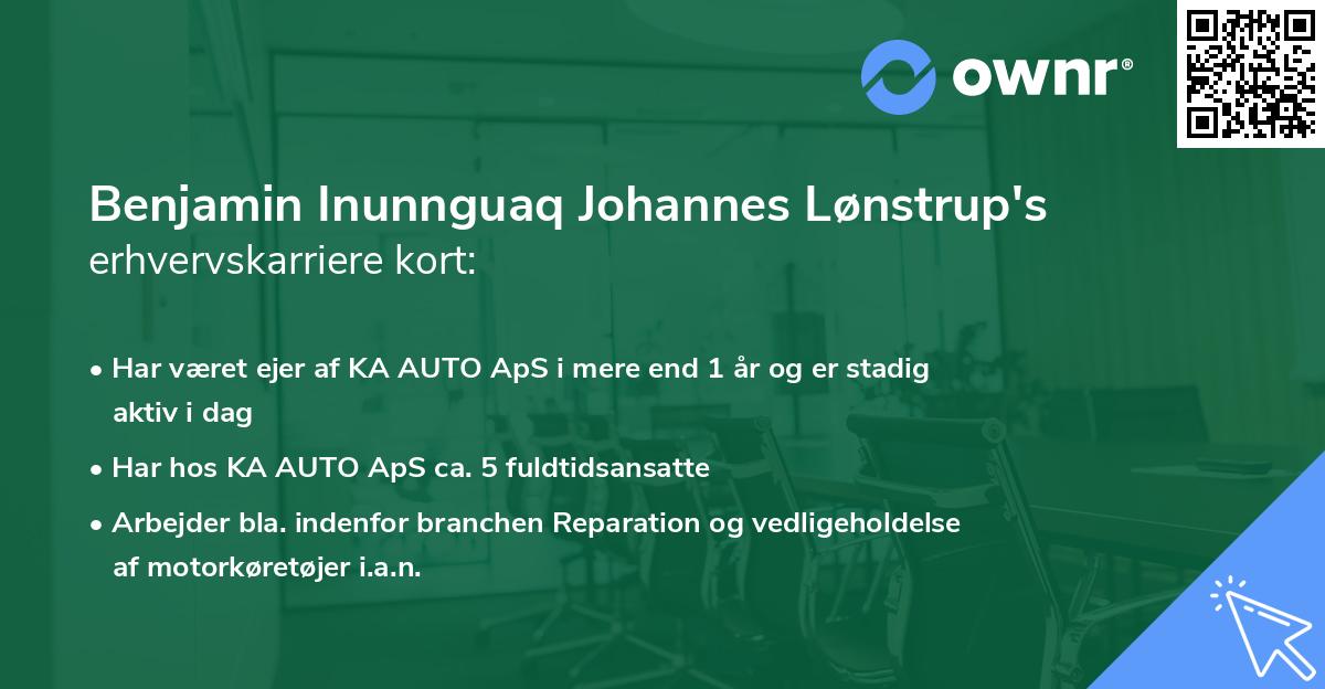 Benjamin Inunnguaq Johannes Lønstrup's erhvervskarriere kort