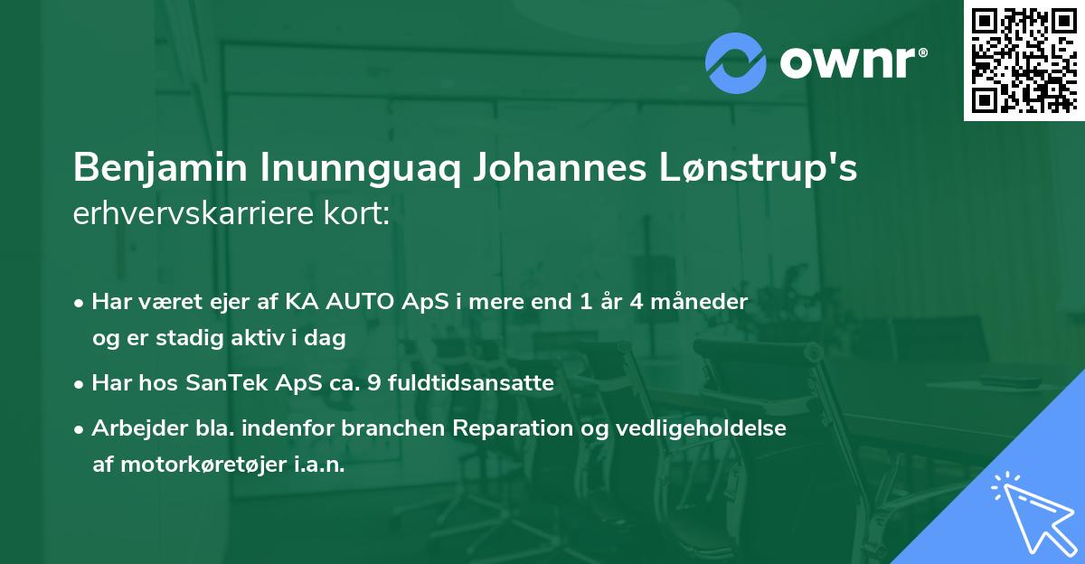 Benjamin Inunnguaq Johannes Lønstrup's erhvervskarriere kort