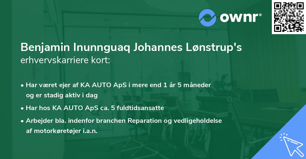 Benjamin Inunnguaq Johannes Lønstrup's erhvervskarriere kort