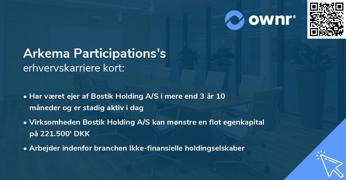 Arkema Participations's erhvervskarriere kort