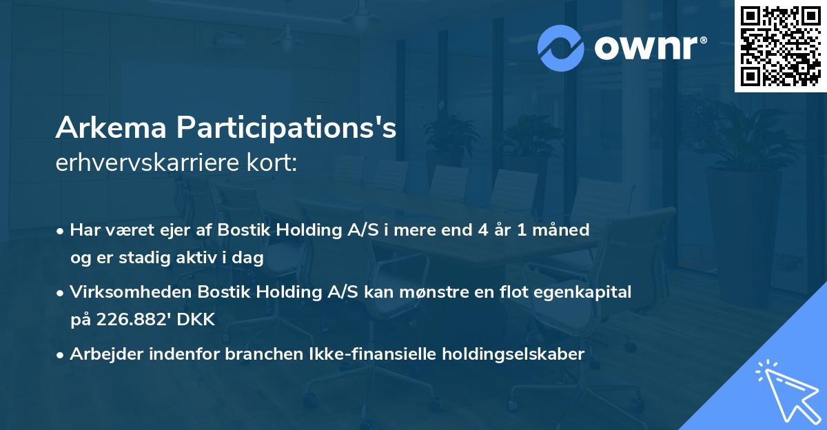 Arkema Participations's erhvervskarriere kort