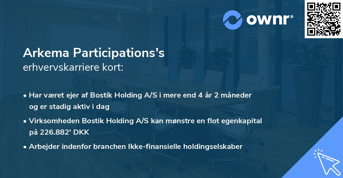 Arkema Participations's erhvervskarriere kort