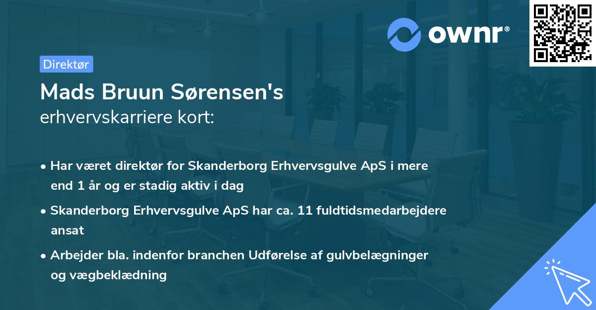 Mads Bruun Sørensen's erhvervskarriere kort