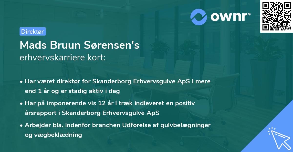 Mads Bruun Sørensen's erhvervskarriere kort