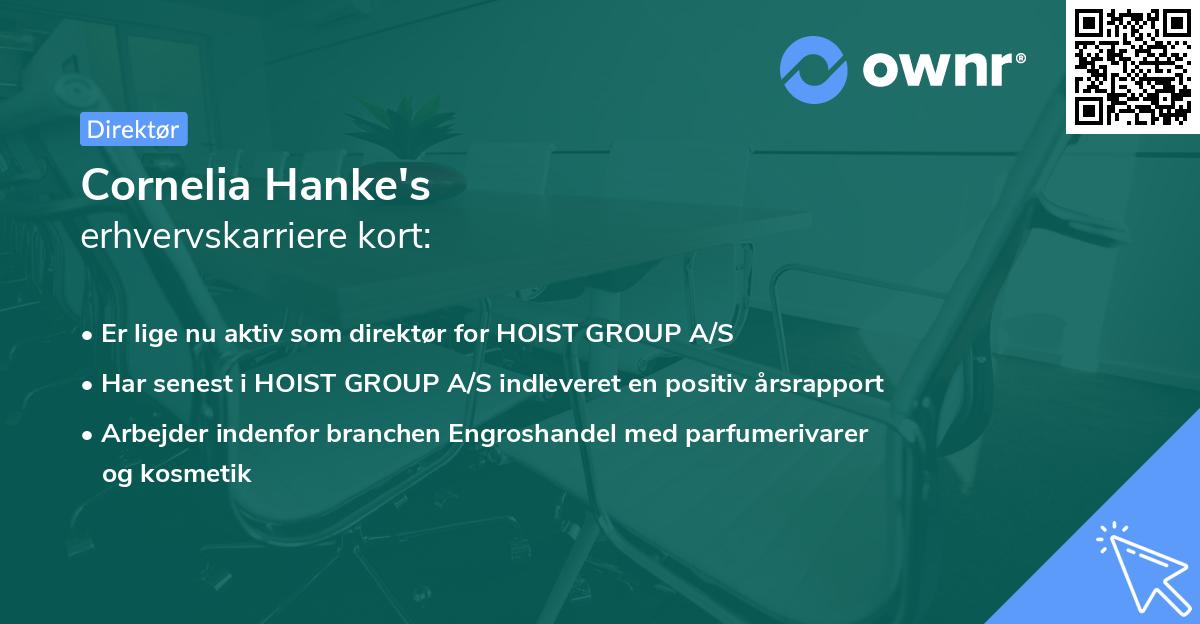 Cornelia Hanke's erhvervskarriere kort