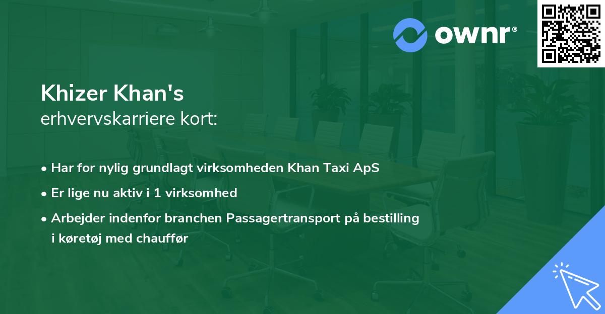 Khizer Khan's erhvervskarriere kort