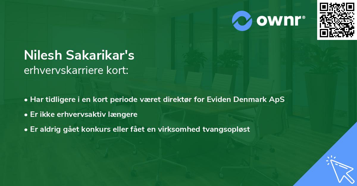 Nilesh Sakarikar's erhvervskarriere kort
