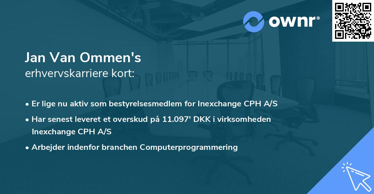 Jan Van Ommen's erhvervskarriere kort