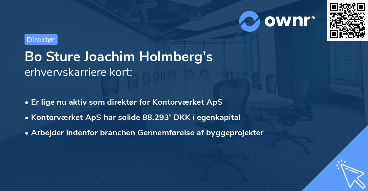 Bo Sture Joachim Holmberg's erhvervskarriere kort