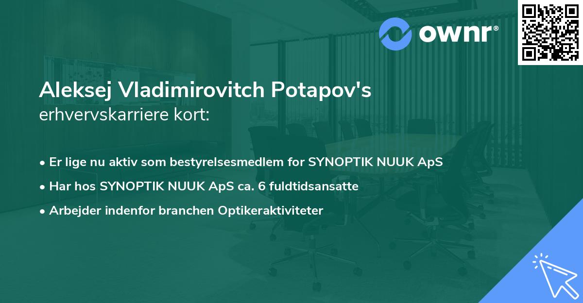 Aleksej Vladimirovitch Potapov's erhvervskarriere kort