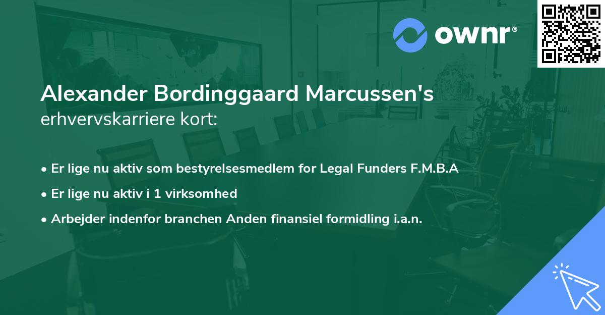 Alexander Bordinggaard Marcussen's erhvervskarriere kort