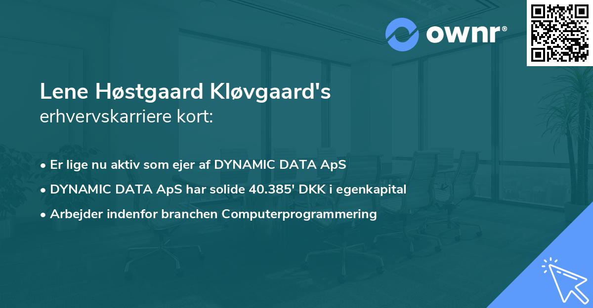 Lene Høstgaard Kløvgaard's erhvervskarriere kort