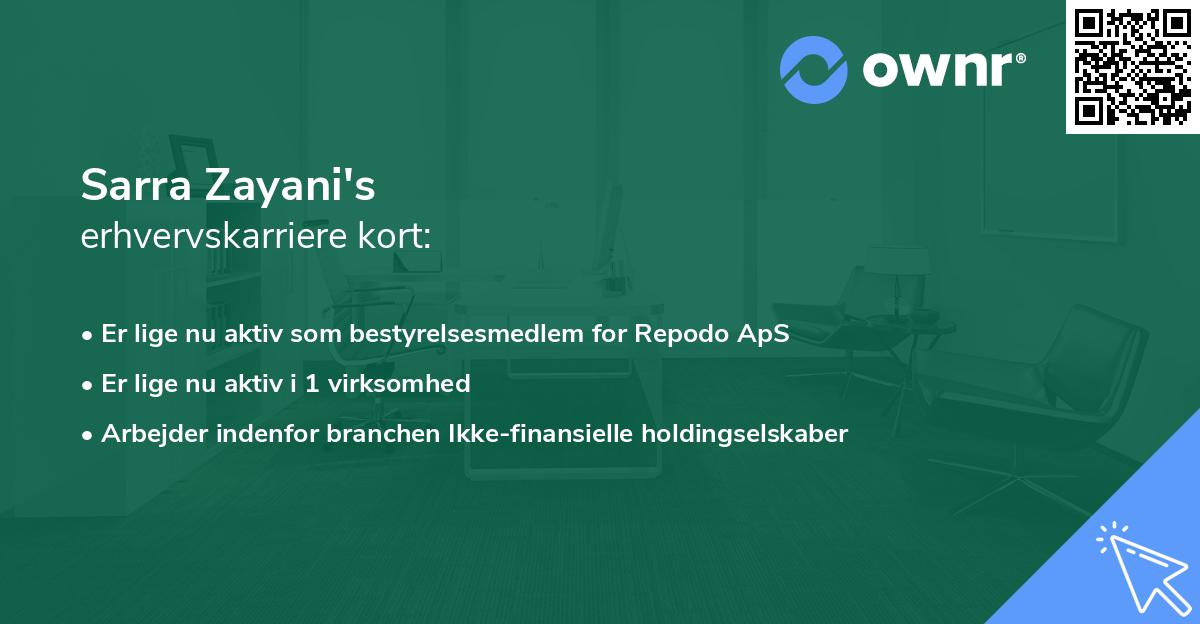 Sarra Zayani's erhvervskarriere kort