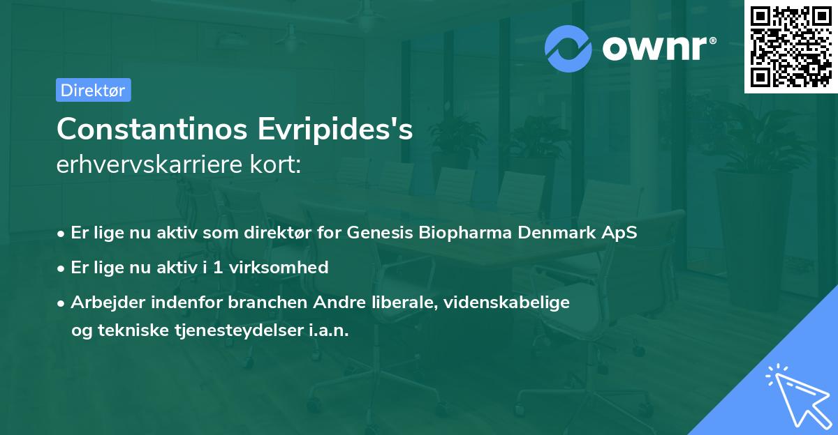 Constantinos Evripides's erhvervskarriere kort