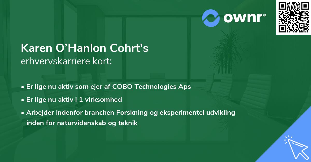 Karen O’Hanlon Cohrt's erhvervskarriere kort