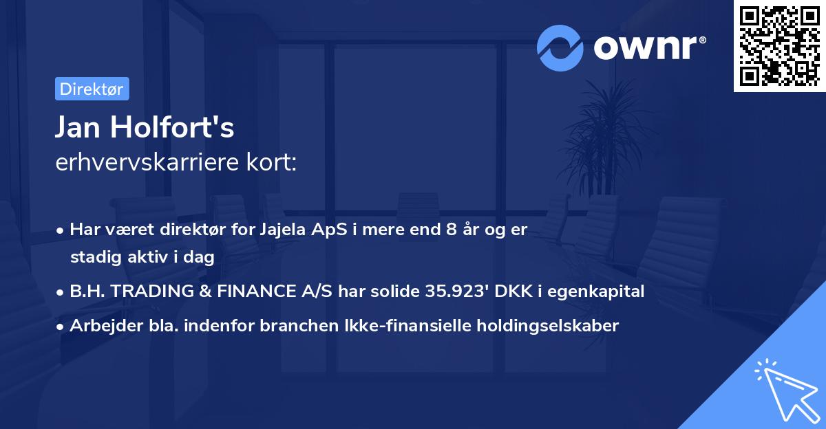 Jan Holfort's erhvervskarriere kort