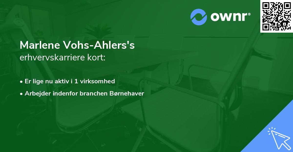 Marlene Vohs-Ahlers's erhvervskarriere kort