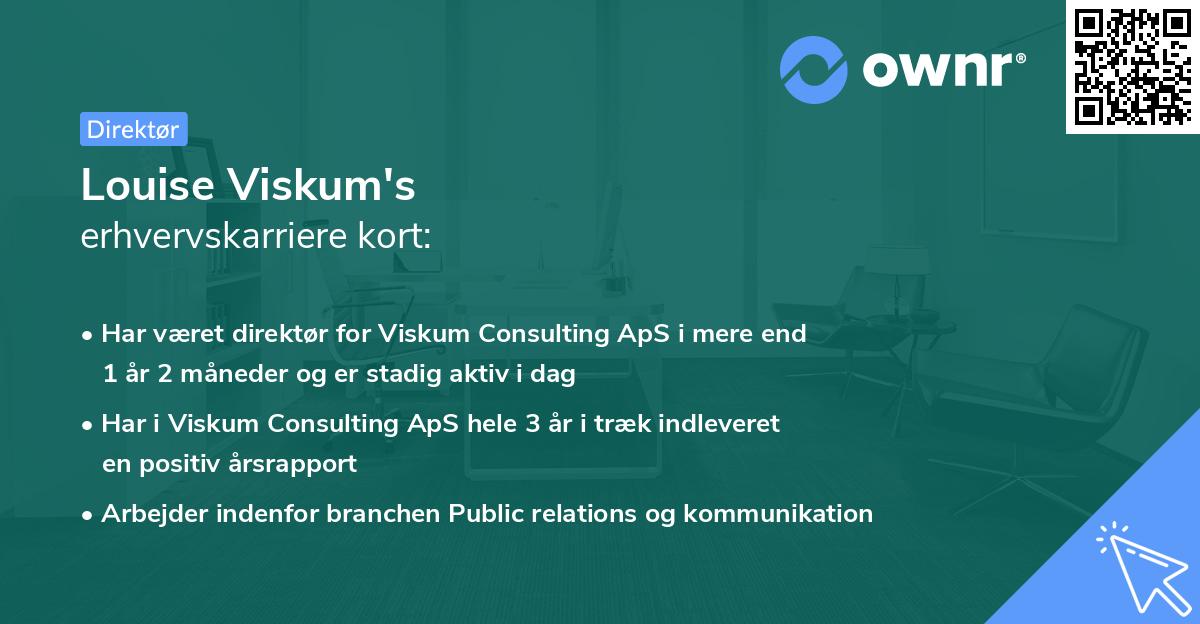 Louise Viskum's erhvervskarriere kort