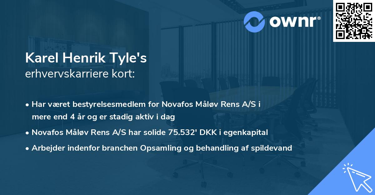 Karel Henrik Tyle's erhvervskarriere kort