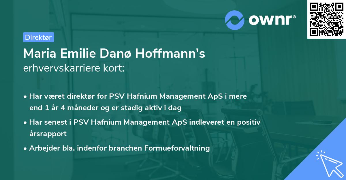 Maria Emilie Danø Hoffmann's erhvervskarriere kort