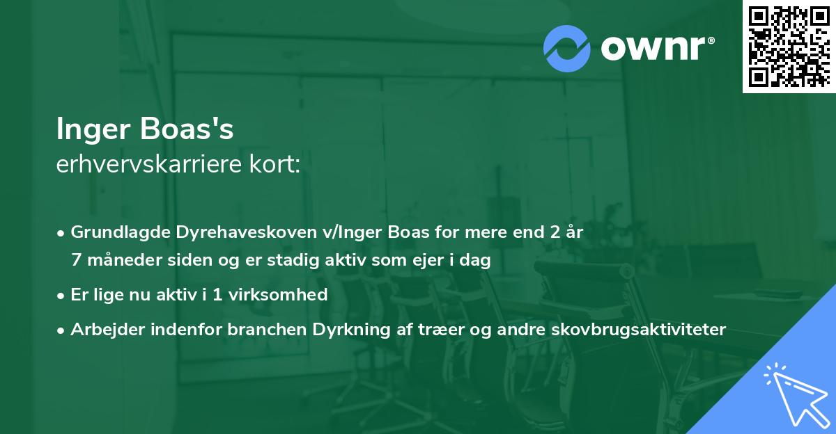 Inger Boas's erhvervskarriere kort