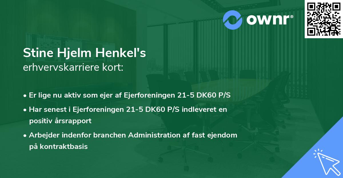 Stine Hjelm Henkel's erhvervskarriere kort